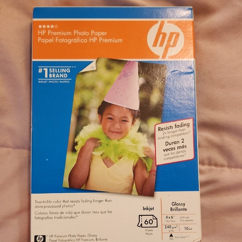 HP Photo Paper Pack with Blue and Orange Packaging